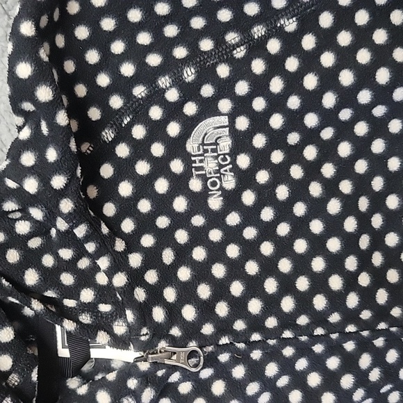 Sold The North Face Fleece Girls Large 14-16 Black White Polka-dot Full Zip - Picture 5 of 12